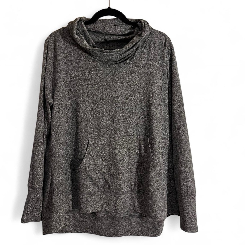Balance Collection Cowl Neck Top  womens  1X grey cozy lightweight sweatshirt